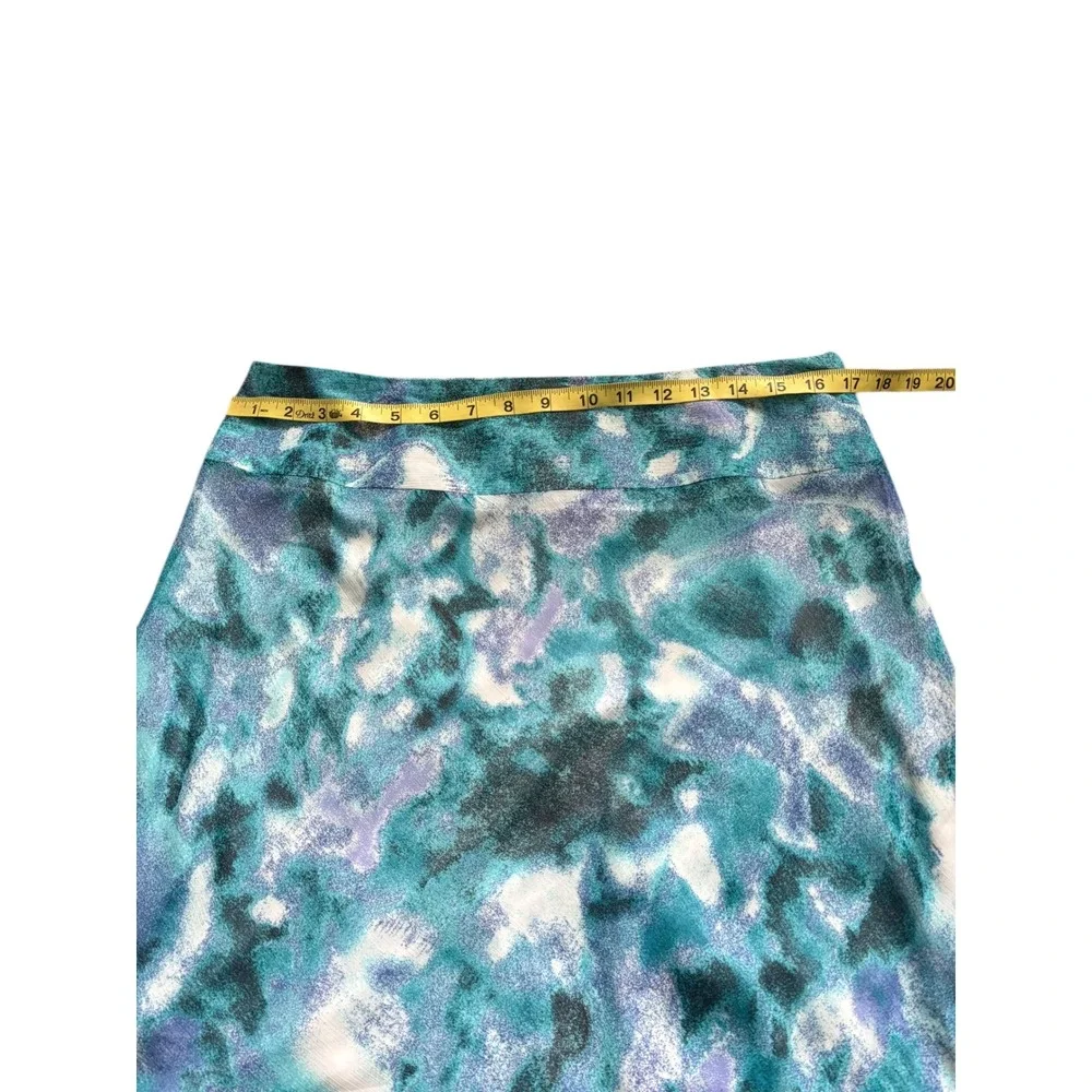 Cato‎ Skirt Womens 14 Blue Teal Abstract Flowy Flounce Hem Lined A-Line